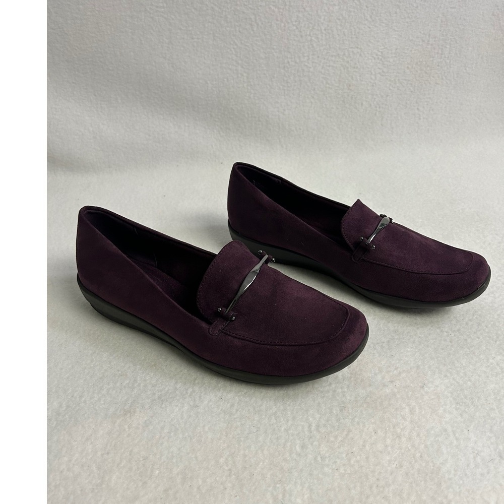 Comfort Career Easy Spirit Womens 8.5M Purple Searena2 Suede-Like Loafers